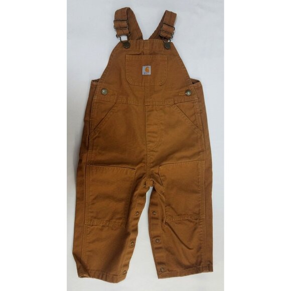 Carhartt 18M Brown Duck Canvas Bib Overalls For Toddlers - Picture 1 of 8